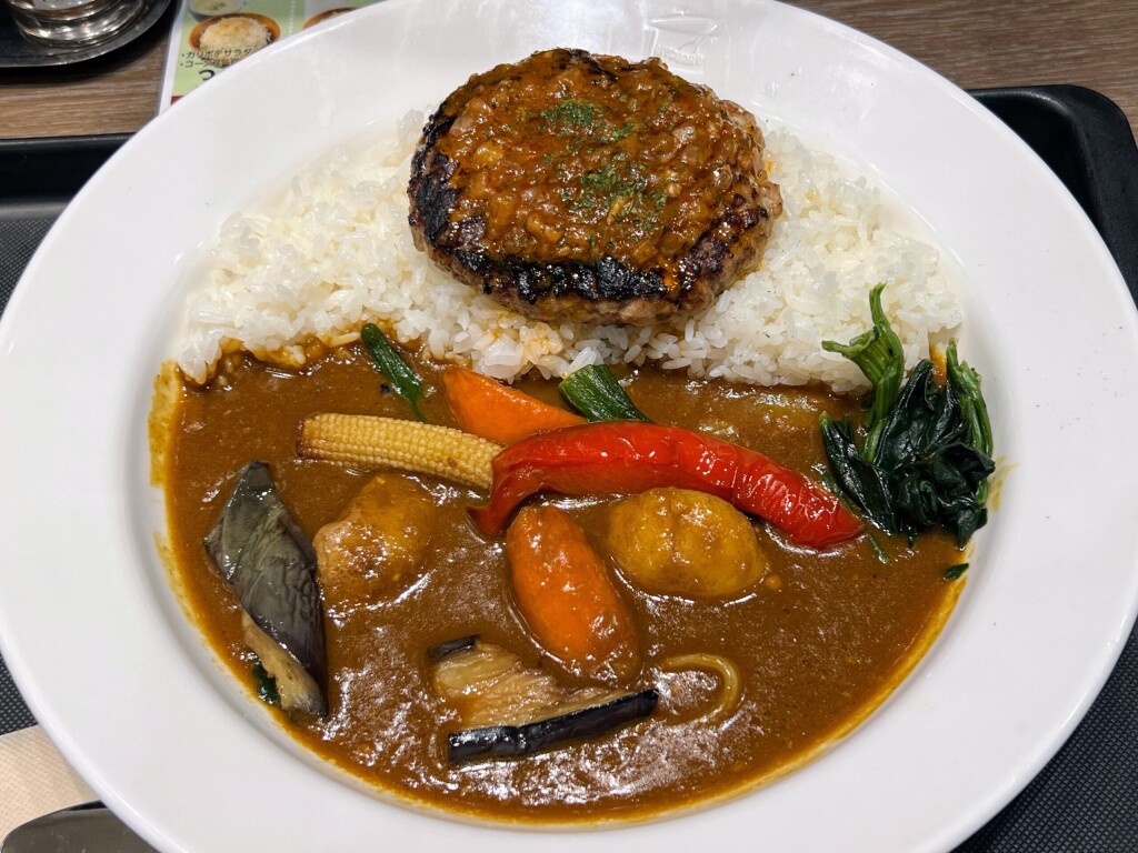 【マイカリー食堂専門店】チミチュリソースハンバーグカレー（マイカレーソース、季節の野菜入り）2024年8月 【期間限定】