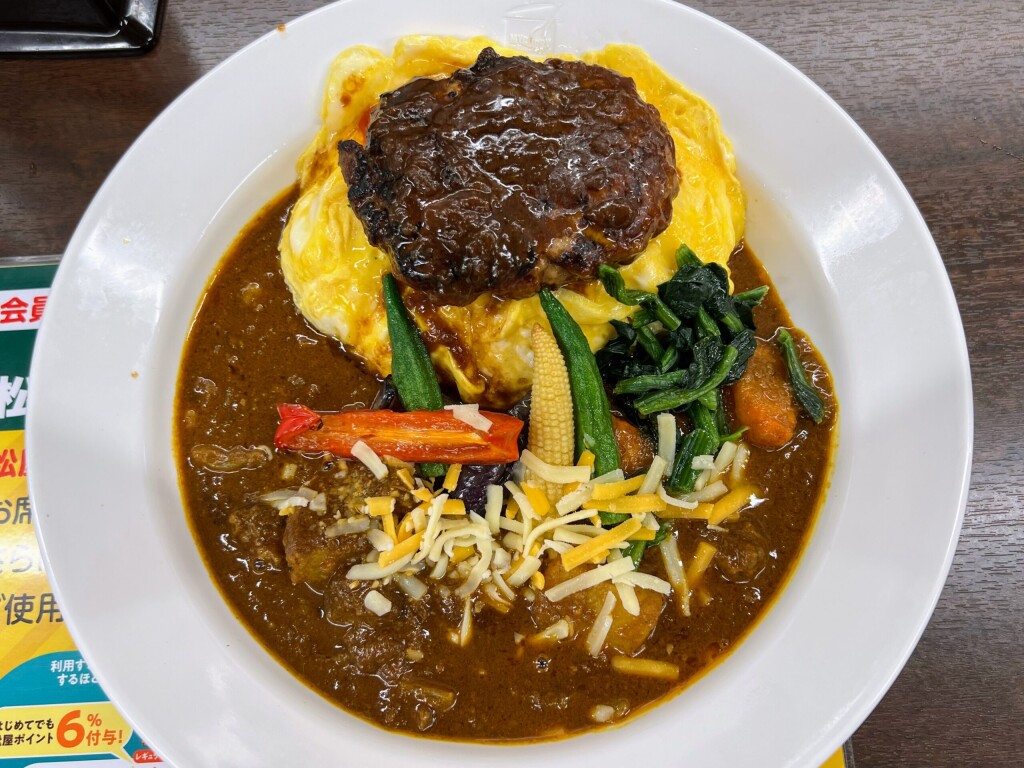 【マイカリー食堂専門店】スペシャルデミハンバーグカレー 魅惑のチーズオムレツ（季節の野菜トッピング、ビーフソース）2024年5月 【期間限定】