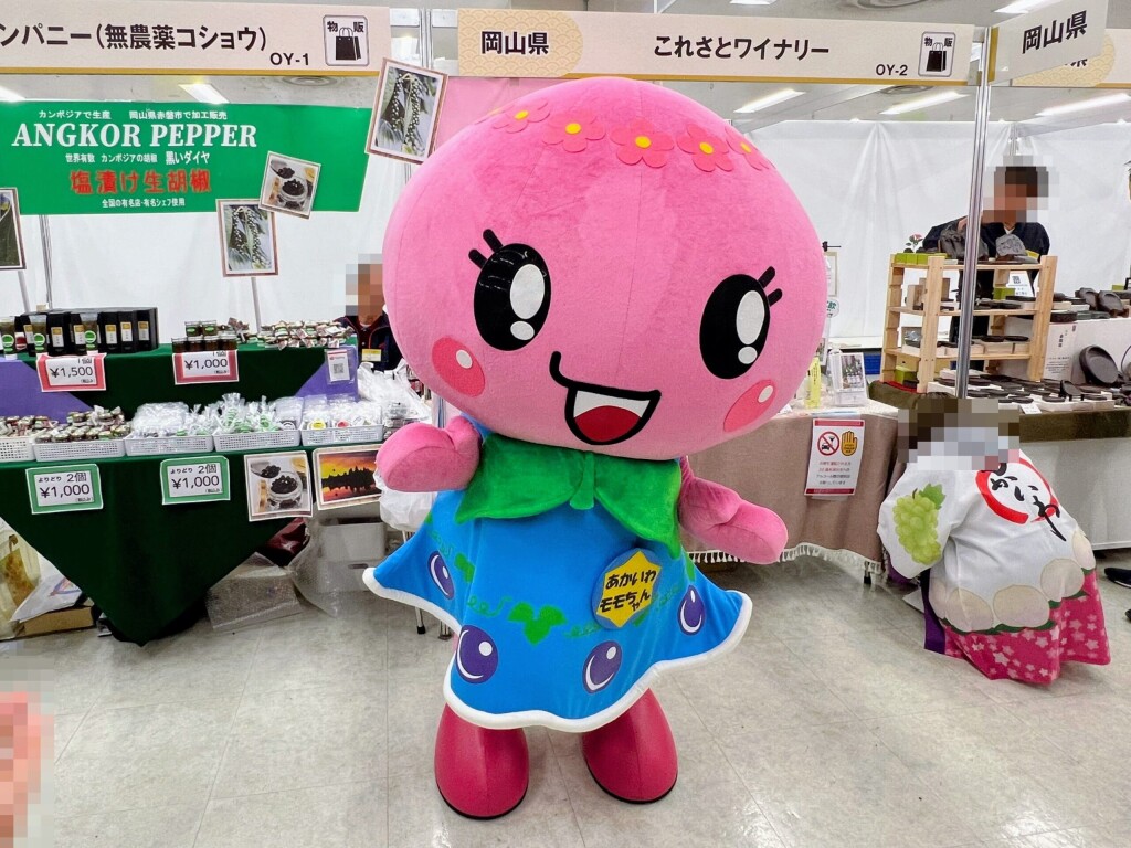【ゆるキャラ】池袋のサンシャインシティでグリーティング中の「あかいわモモちゃん」（2024年11月）【ニッポン全国物産展2024】