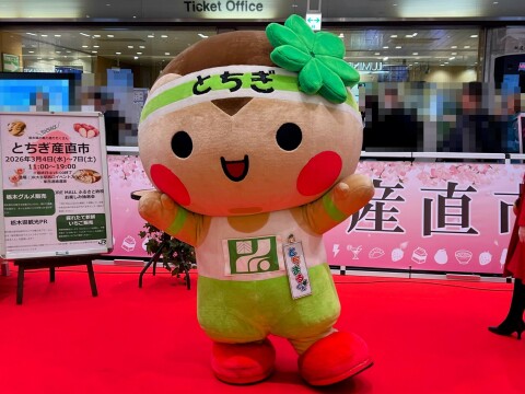 【ゆるキャラ】JR大宮駅・とちぎ産直市での一幕：栃木県マスコットキャラクター「とちまるくん」（2026年3月7日）【埼玉県さいたま市】