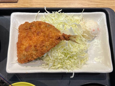 【松のや】得朝アジフライ(1枚)定食(2025年1月)【朝メニュー】