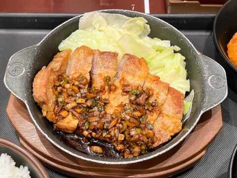 【松のや】定番化しつつある「揚げる豚テキ」、今度は和風醤油ソースでいかが? 「山椒香るネギ醤油タレの揚げる豚テキ定食」(2026年4月)【店舗限定】