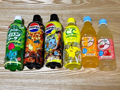 【サントリー】ペットボトル飲料：「ポケモン進化ボトル」コラボパッケージ6種（2026年7月撮影）【ポケモン30周年記念】